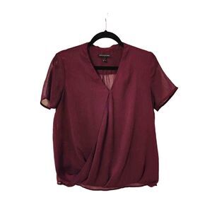 Banana Republic drapey v-neck short sleeve sheer top size petite small